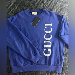 Gucci Blue Sweatshirt with White Logo